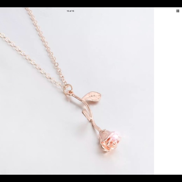 ♥️NWT GOLD/SILVER ROSE NECKLACE - Picture 5 of 8